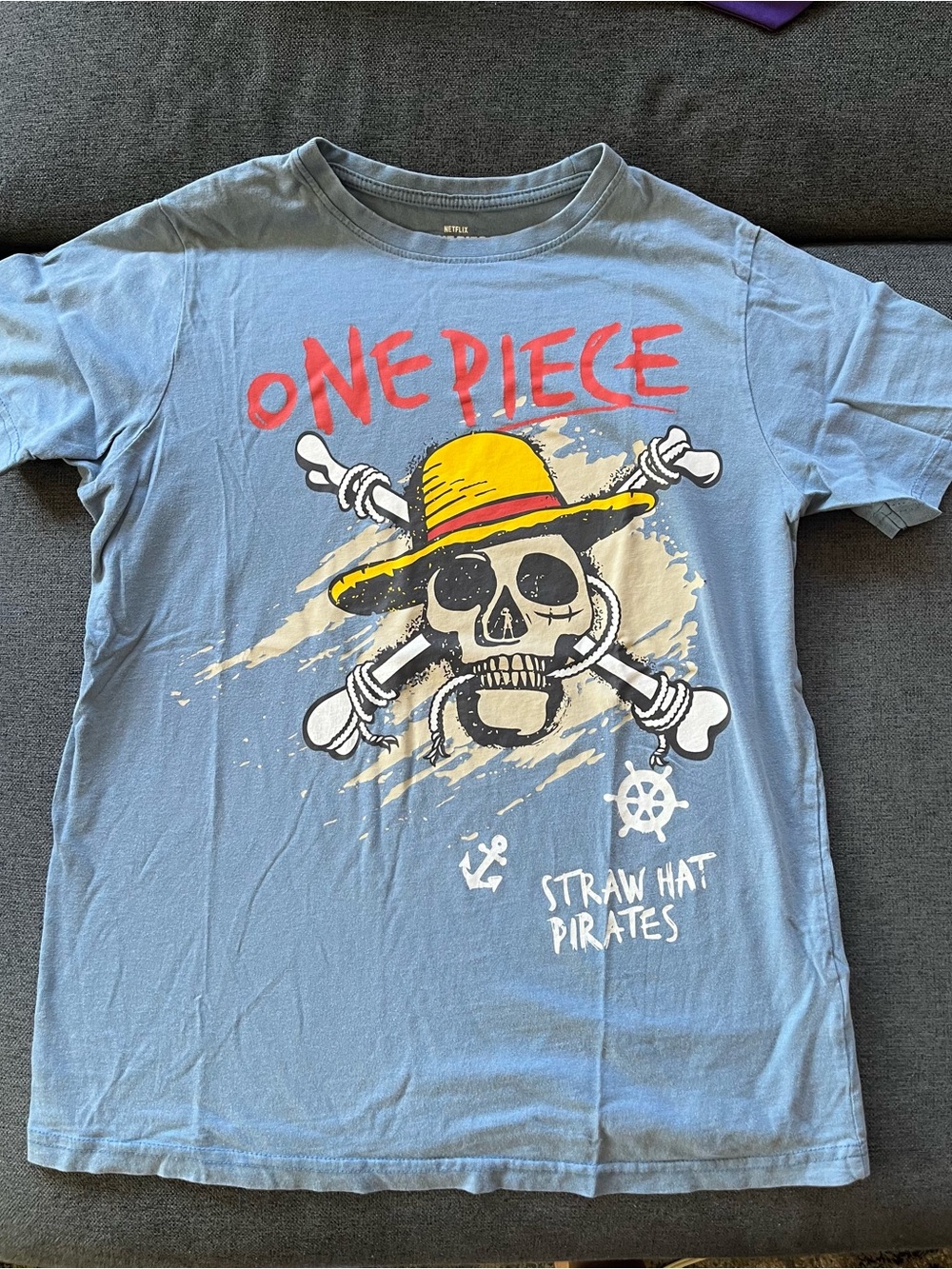 Netflix One Piece Straw Hat Pirates Graphic T-Shirt Youth 12-13 Blue